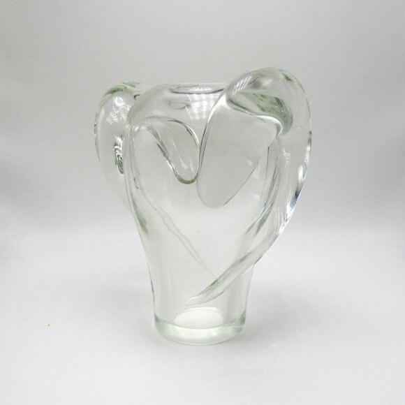 Vintage Art Nouveau clear heavy crystal glass bud vase with side swirls - 6" - Picture 3 of 15